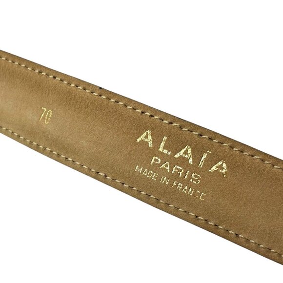 ALAIA Red White Blue Leather Color Block Thin Buckle Belt 70 US 28 Skinny 1.25" - Picture 13 of 14